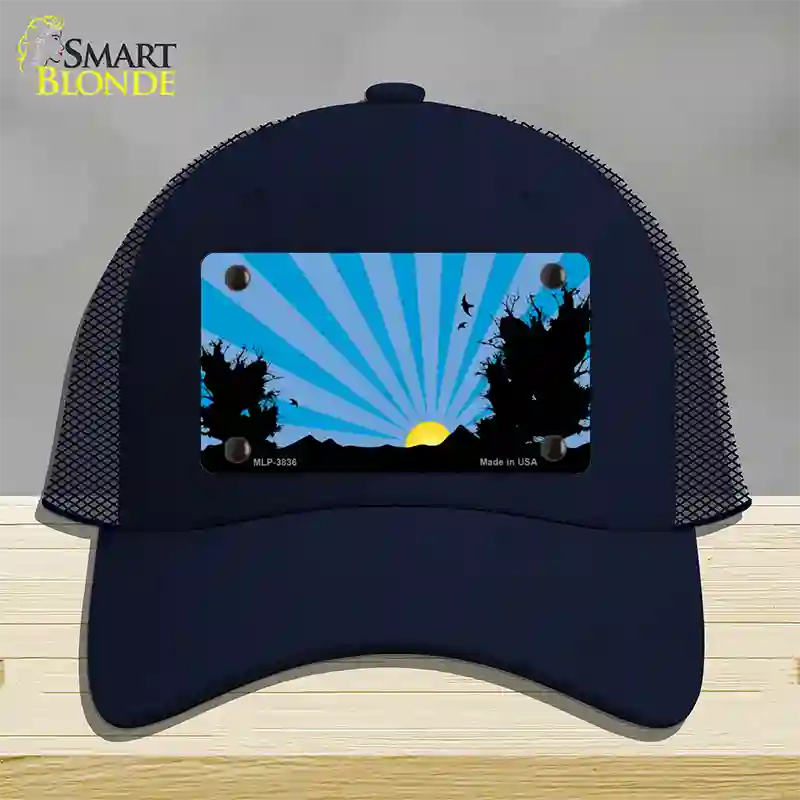 Southwest Blue Sunset Novelty License Plate Hat Mesh / Navy