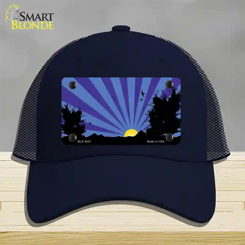 Southwest Purple Sunset Novelty License Plate Hat Mesh / Navy