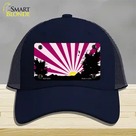 Southwest Pink Sunset Novelty License Plate Hat Mesh / Navy