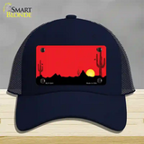 Southwest Cactus Sunrise Red Novelty License Plate Hat Mesh / Navy