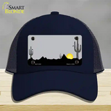 Southwest Cactus Sunrise Gray Novelty License Plate Hat Mesh / Navy