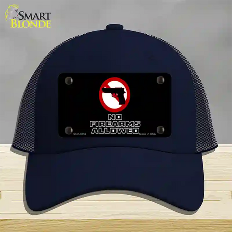 No Firearms Allowed Novelty License Plate Hat Mesh / Navy