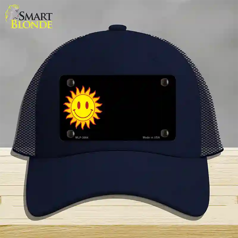 Sun Smiley Offset Novelty License Plate Hat Mesh / Navy