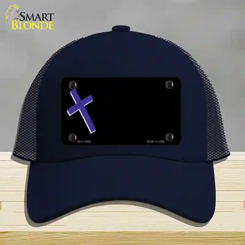 Purple Cross Offset Novelty License Plate Hat Mesh / Navy