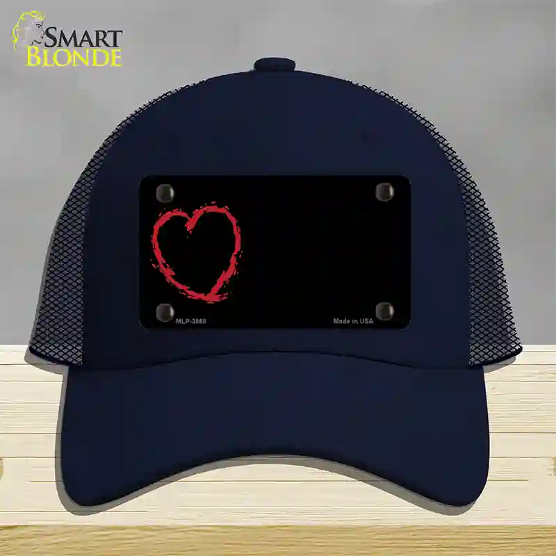 Heart Offset Novelty License Plate Hat Mesh / Navy