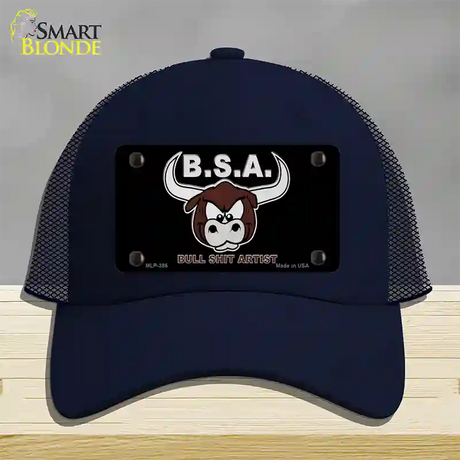 Bull Shit Artist Novelty License Plate Hat Mesh / Navy