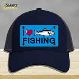 I Love Fishing Novelty License Plate Hat Mesh / Navy