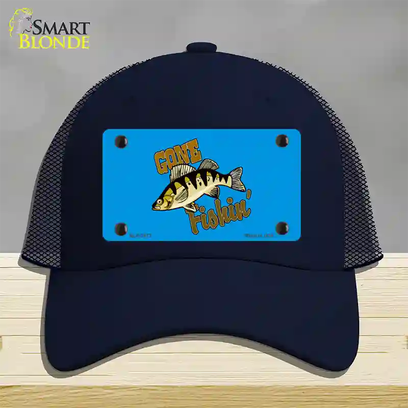 Gone Fishin Novelty License Plate Hat Mesh / Navy