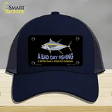 A Bad Day Fishing Novelty License Plate Hat Mesh / Navy