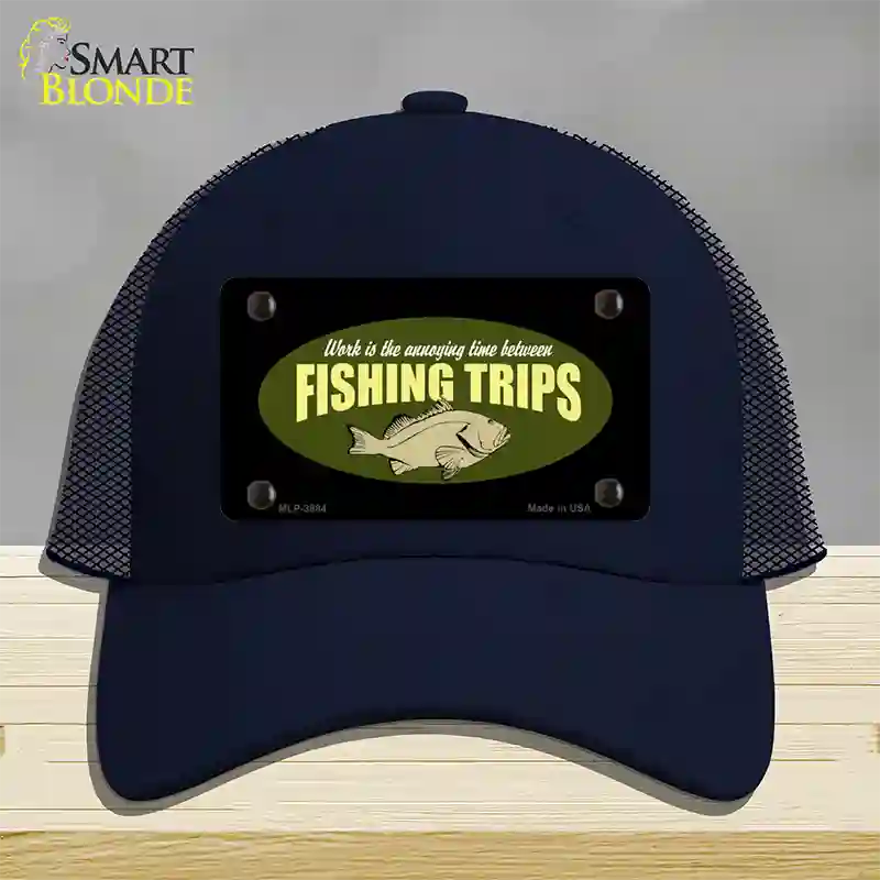 Fishing Trips Novelty License Plate Hat Mesh / Navy