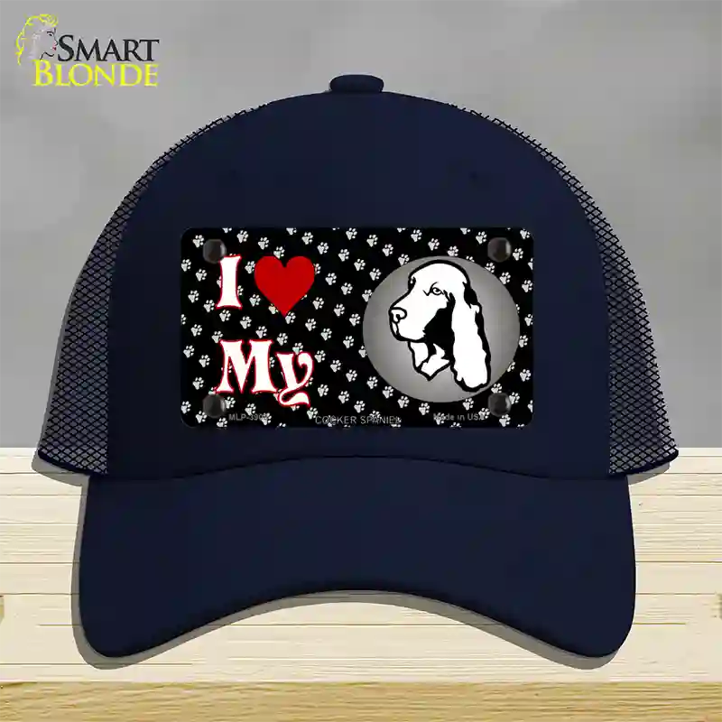 I Love My Cocker Spaniel Novelty License Plate Hat Mesh / Navy