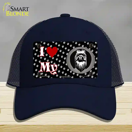 I Love My Pekingese Novelty License Plate Hat Mesh / Navy