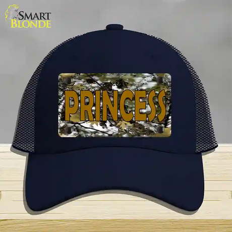 Princess Camouflage Novelty License Plate Hat Mesh / Navy