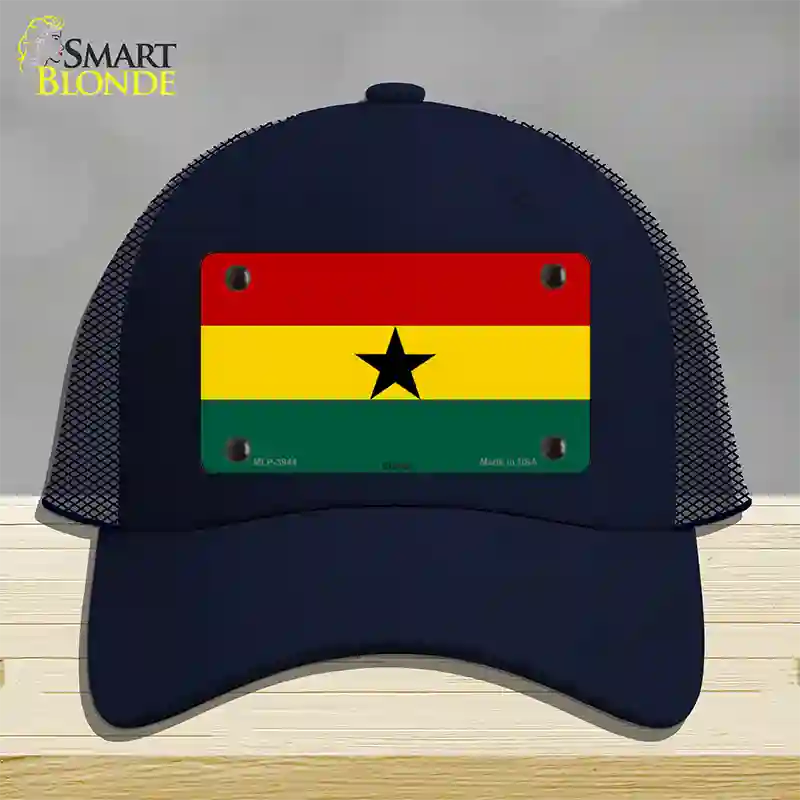 Ghana Flag Novelty License Plate Hat Mesh / Navy