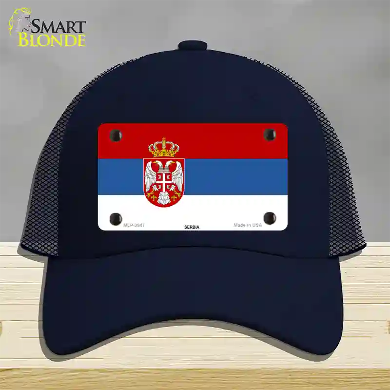 Serbia Eagle Flag Novelty License Plate Hat Mesh / Navy