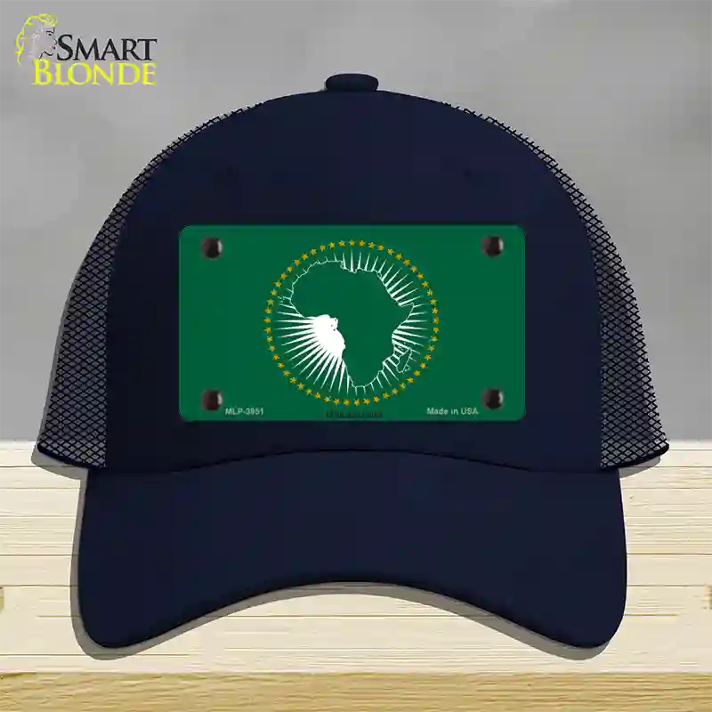 African Union Flag Novelty License Plate Hat Mesh / Navy