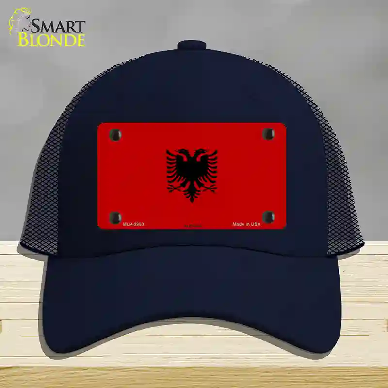 Albania Flag Novelty License Plate Hat Mesh / Navy