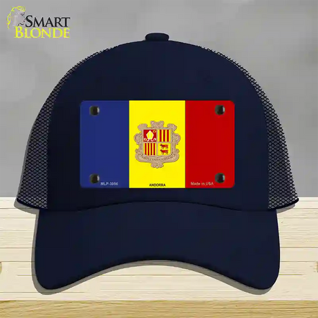 Andorra Flag Novelty License Plate Hat Mesh / Navy