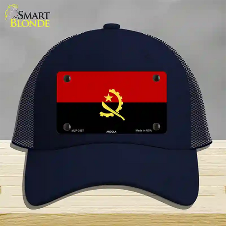 Angola Flag Novelty License Plate Hat Mesh / Navy