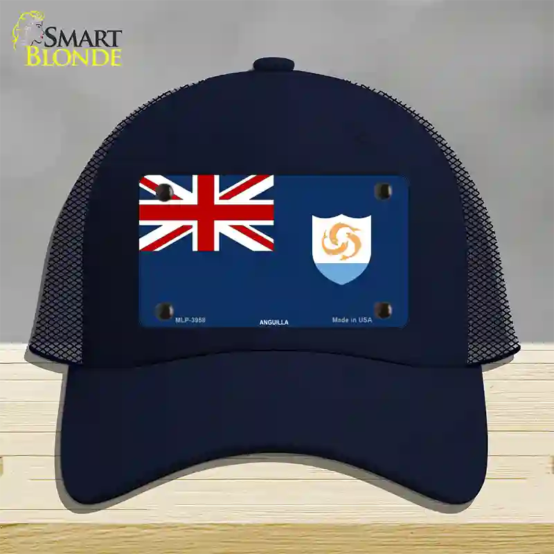 Anguilla Flag Novelty License Plate Hat Mesh / Navy