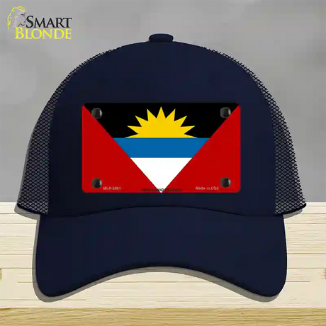 Antigua & Barbuda Flag Novelty License Plate Hat Mesh / Navy