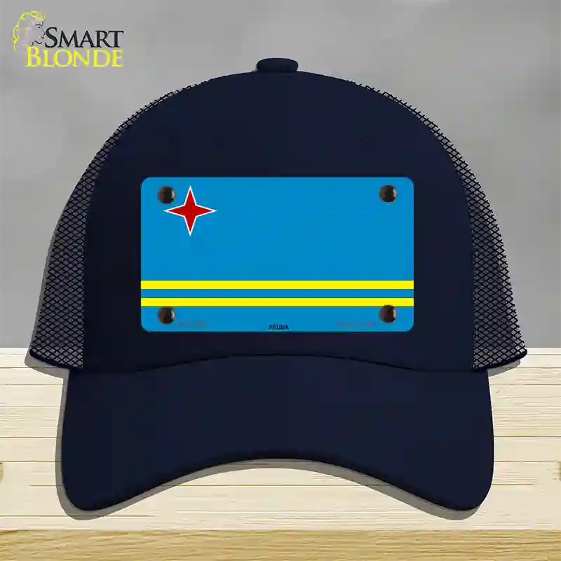 Aruba Flag Novelty License Plate Hat Mesh / Navy