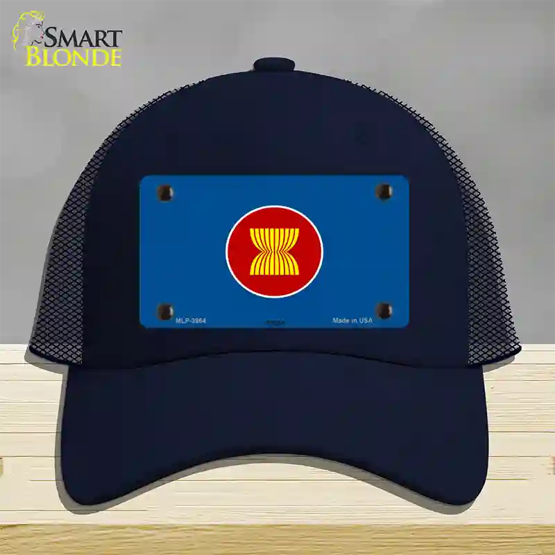 Asean Flag Novelty License Plate Hat Mesh / Navy