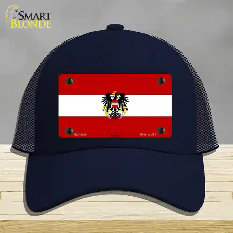 Austria Flag Novelty License Plate Hat Mesh / Navy