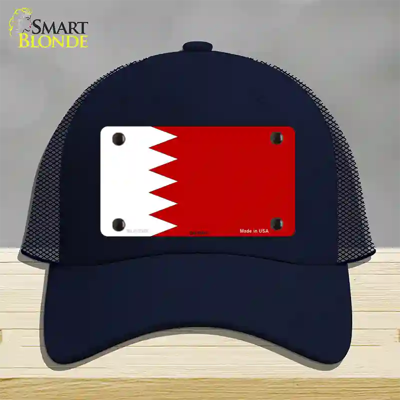 Bahrain Flag Novelty License Plate Hat Mesh / Navy