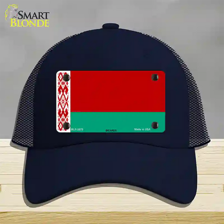 Belarus Flag Novelty License Plate Hat Mesh / Navy