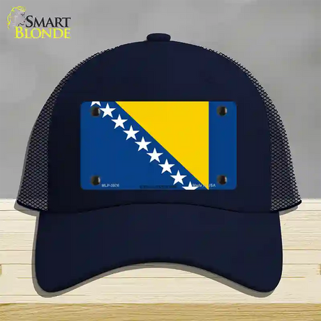 Bosnia Herzegovina Flag Novelty License Plate Hat Mesh / Navy