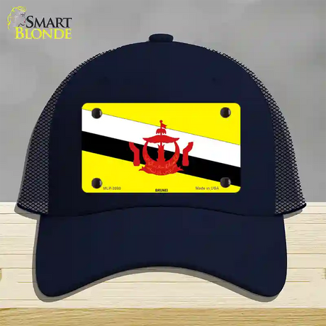 Brunei Flag Novelty License Plate Hat Mesh / Navy