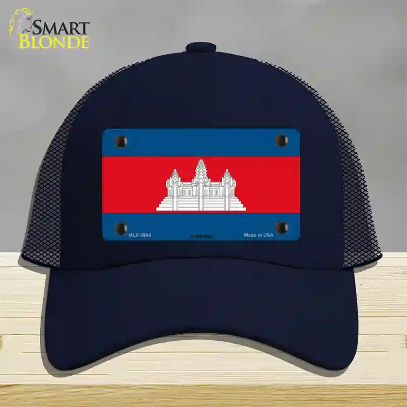 Cambodia Flag Novelty License Plate Hat Mesh / Navy