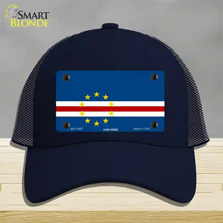 Cape Verde Flag Novelty License Plate Hat Mesh / Navy