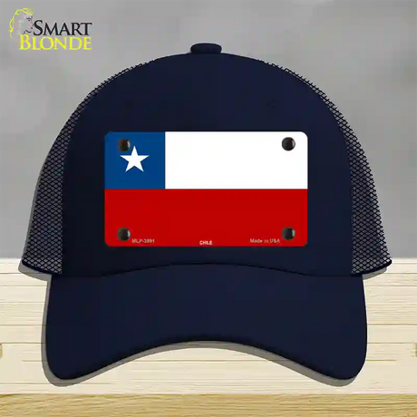 Chile Flag Novelty License Plate Hat Mesh / Navy