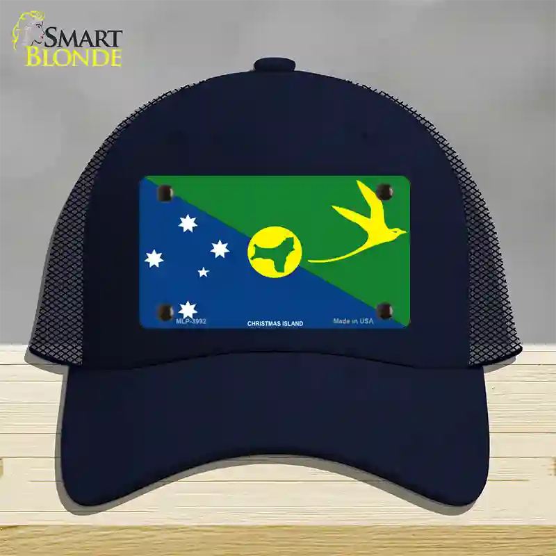 Christmas Island Flag Novelty License Plate Hat Mesh / Navy