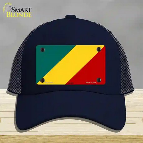 Congo Flag Novelty License Plate Hat Mesh / Navy