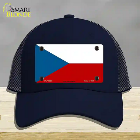 Czech Republic Flag Novelty License Plate Hat Mesh / Navy