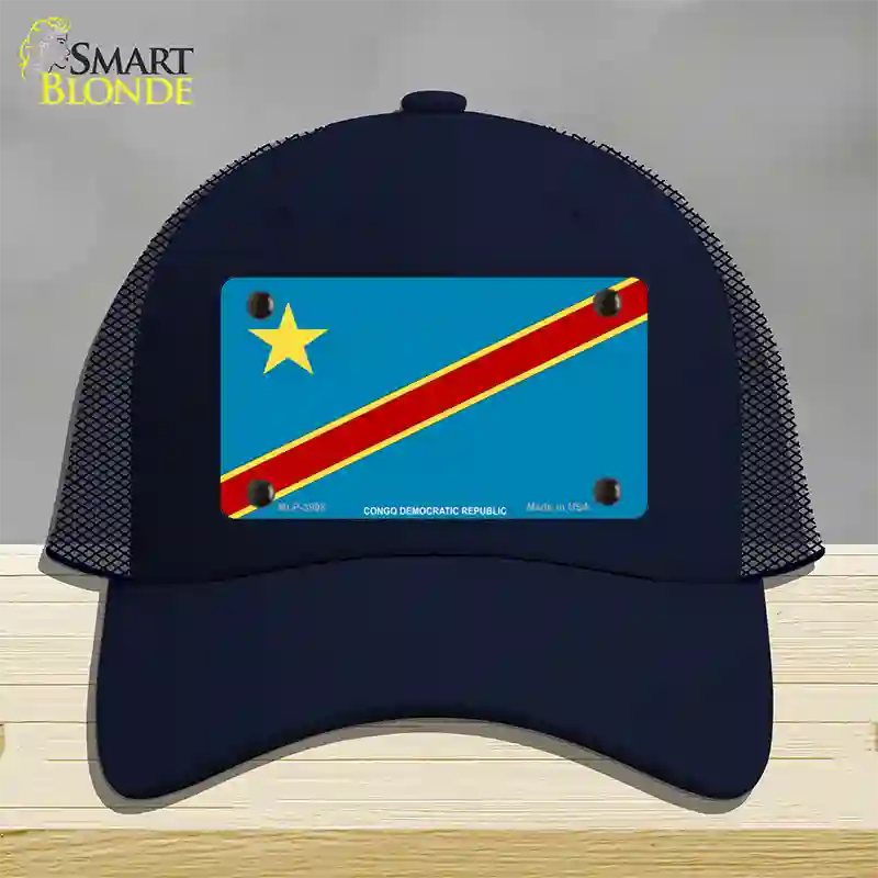 Congo Democratic Republic Flag Novelty License Plate Hat Mesh / Navy