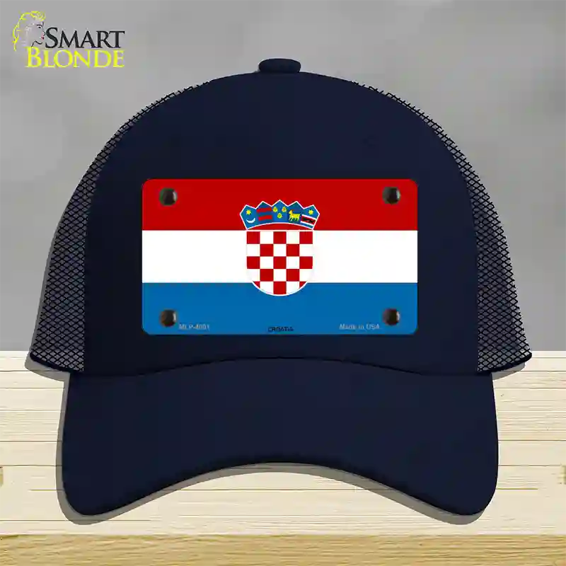 Croatia Flag Novelty License Plate Hat Mesh / Navy