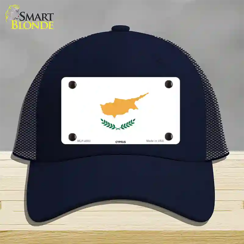 Cyprus Flag Novelty License Plate Hat Mesh / Navy