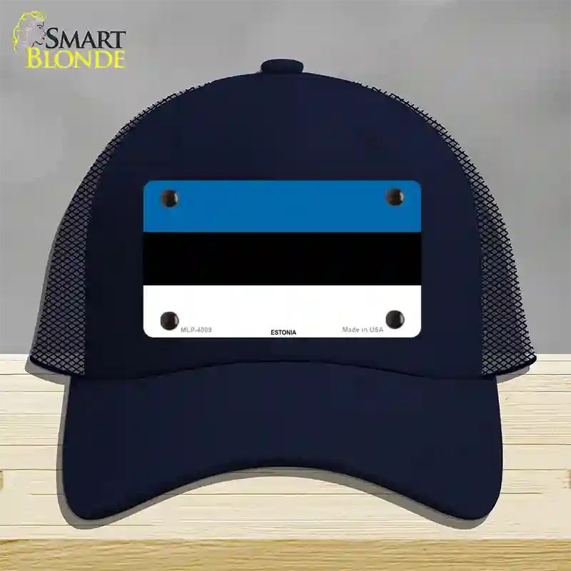 Estonia Flag Novelty License Plate Hat Mesh / Navy