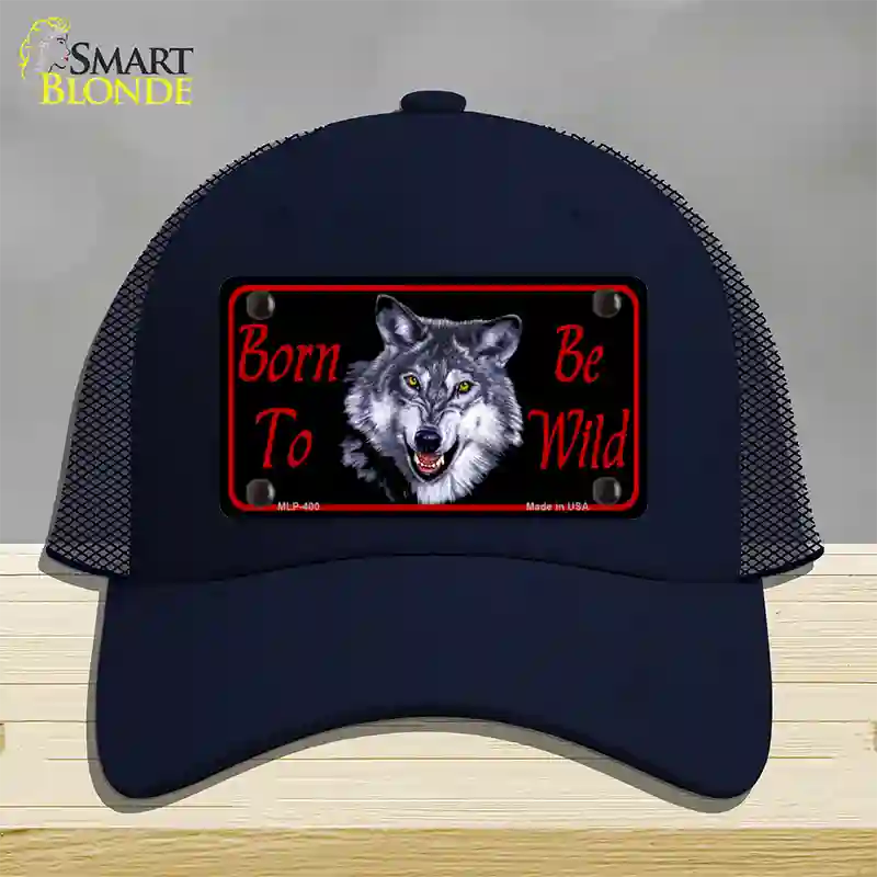 Born To Be Wild Novelty License Plate Hat Mesh / Navy