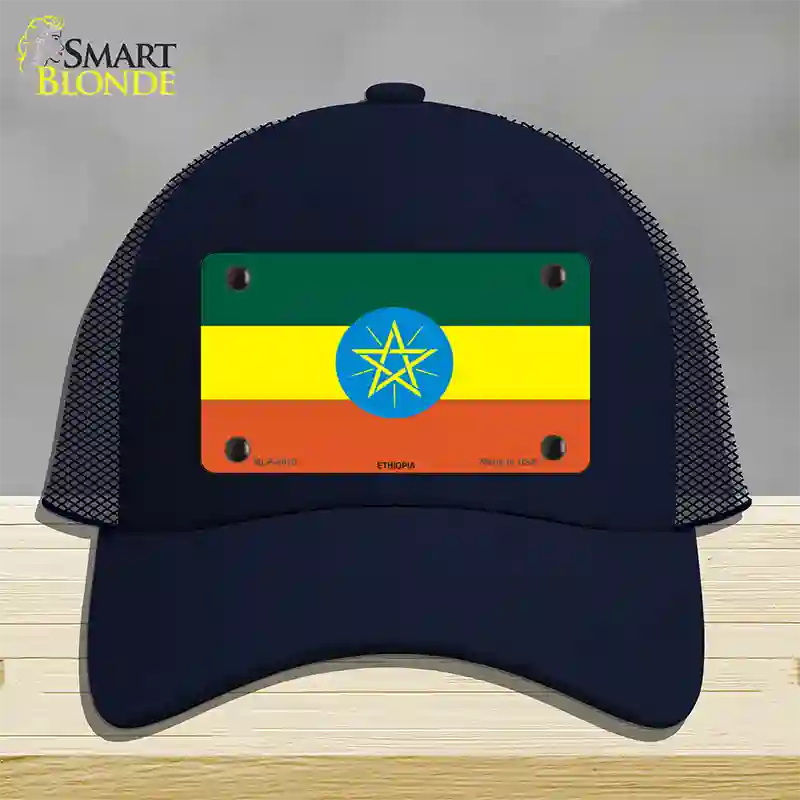 Ethiopia Flag Novelty License Plate Hat Mesh / Navy