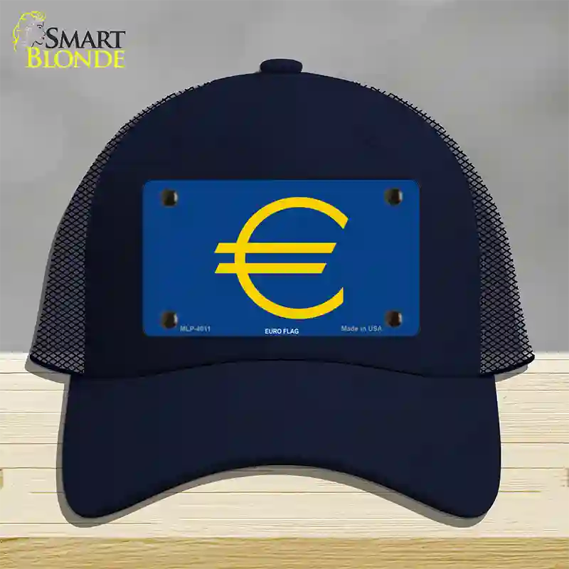 Euro Flag Novelty License Plate Hat Mesh / Navy