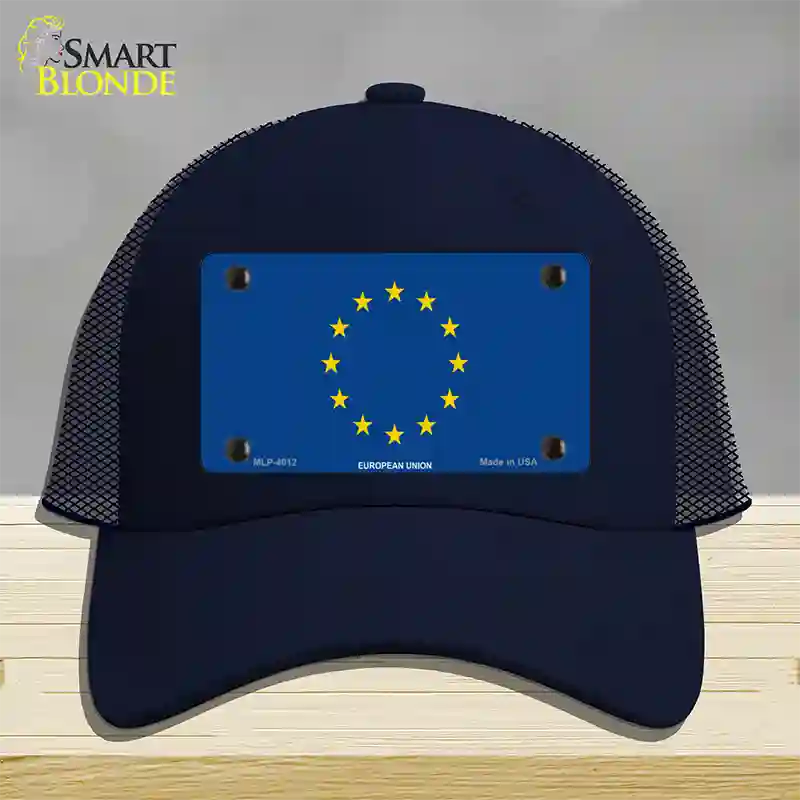 European Union Flag Novelty License Plate Hat Mesh / Navy