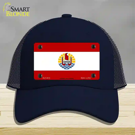 French Polynesia Flag Novelty License Plate Hat Mesh / Navy