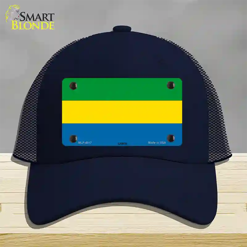 Gabon Flag Novelty License Plate Hat Mesh / Navy