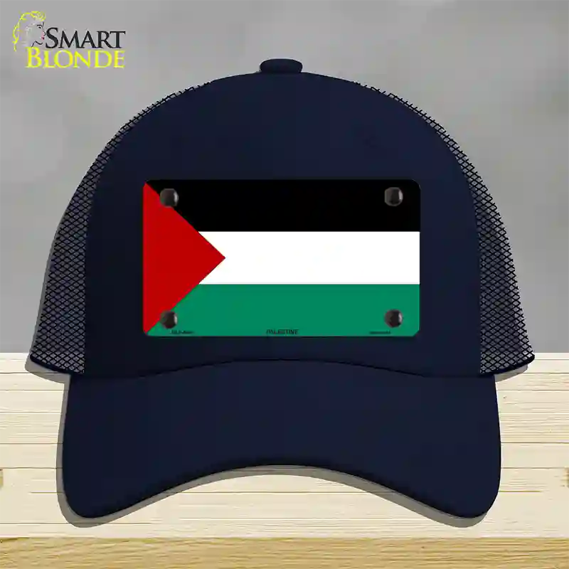 Palestine Country Flag Novelty License Plate Hat Mesh / Navy