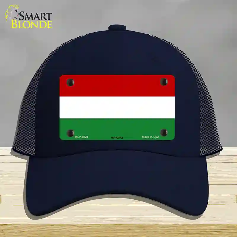 Hungary Flag Novelty License Plate Hat Mesh / Navy